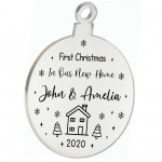 First Christmas In Our New Home Engraved Bauble Personalised