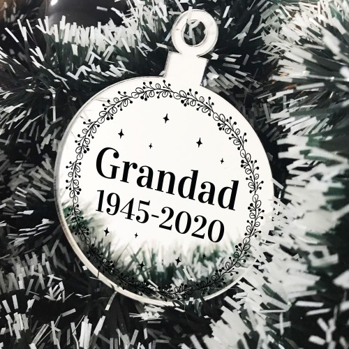 Grandad Memorial Gift Engraved Hanging Bauble Personalised