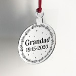 Grandad Memorial Gift Engraved Hanging Bauble Personalised