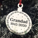 Grandad Memorial Gift Engraved Hanging Bauble Personalised