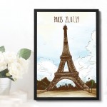 Paris Eiffel Tower A4 Framed Print Travel Gift Personalised Gift