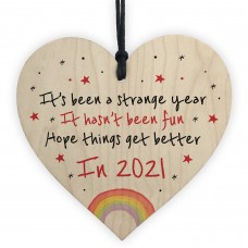 Christmas Tree Decoration New Year Gift Wood Heart Lockdown