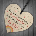 Christmas Tree Decoration New Year Gift Wood Heart Lockdown