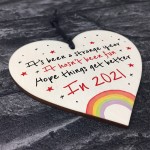 Christmas Tree Decoration New Year Gift Wood Heart Lockdown