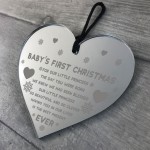 Baby Girls First Christmas Decoration Engraved Heart Bauble