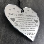 Baby Girls First Christmas Decoration Engraved Heart Bauble