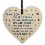 Novelty Son Gifts For Christmas Birthday Wooden Heart Keepsake