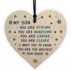 Novelty Son Gifts For Christmas Birthday Wooden Heart Keepsake