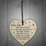 Novelty Son Gifts For Christmas Birthday Wooden Heart Keepsake