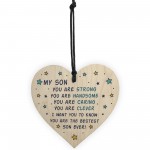 Novelty Son Gifts For Christmas Birthday Wooden Heart Keepsake