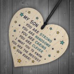 Novelty Son Gifts For Christmas Birthday Wooden Heart Keepsake