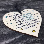 Novelty Son Gifts For Christmas Birthday Wooden Heart Keepsake