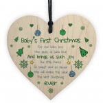 Newborn Baby First Christmas Wood Heart Tree Decoration Bauble 