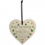 Newborn Baby First Christmas Wood Heart Tree Decoration Bauble 