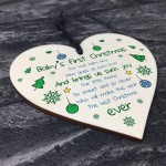 Newborn Baby First Christmas Wood Heart Tree Decoration Bauble 