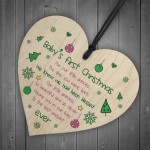 Baby's First Christmas Wooden Heart Bauble Tree Decoration Gift