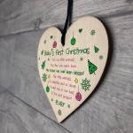 Baby's First Christmas Wooden Heart Bauble Tree Decoration Gift