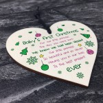 Baby's First Christmas Wooden Heart Bauble Tree Decoration Gift