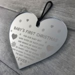 Baby Boys First Christmas Decoration Engraved Heart Bauble
