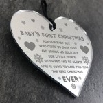 Baby Boys First Christmas Decoration Engraved Heart Bauble