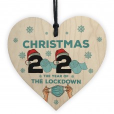 Lockdown Christmas Tree Hanging Decoration Wooden Heart
