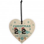Lockdown Christmas Tree Hanging Decoration Wooden Heart