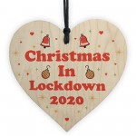 Christmas In Lockdown Wood Heart Bauble Christmas Tree Decor