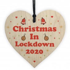 Christmas In Lockdown Wood Heart Bauble Christmas Tree Decor