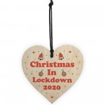 Christmas In Lockdown Wood Heart Bauble Christmas Tree Decor