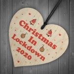 Christmas In Lockdown Wood Heart Bauble Christmas Tree Decor