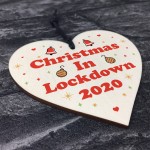 Christmas In Lockdown Wood Heart Bauble Christmas Tree Decor