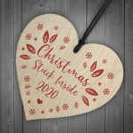 Christmas Tree Decoration Wooden Heart Bauble Lockdown Gift