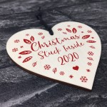 Christmas Tree Decoration Wooden Heart Bauble Lockdown Gift