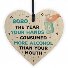 Funny Lockdown Gift Alcohol Gift Wood Heart Quarantine Gift