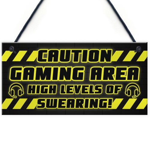 CAUTION Gaming Area Plaque Gaming Sign Gamer Gift Christmas