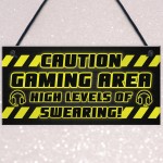 CAUTION Gaming Area Plaque Gaming Sign Gamer Gift Christmas