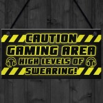 CAUTION Gaming Area Plaque Gaming Sign Gamer Gift Christmas