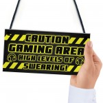 CAUTION Gaming Area Plaque Gaming Sign Gamer Gift Christmas