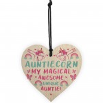 AUNTIE Gift For Birthday Mothers Day Wooden Heart Unicorn Gift