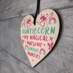 AUNTIE Gift For Birthday Mothers Day Wooden Heart Unicorn Gift