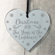 Lockdown Bauble Engraved Heart Christmas Tree Decoration Gift