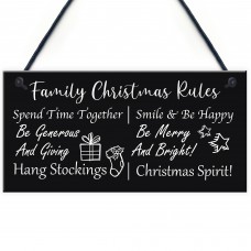 Funny Family Christmas Rules Sign Christmas Decoration Gift