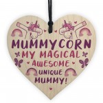 Novelty Mummy Gift For Birthday Christmas Wood Heart Unicorn