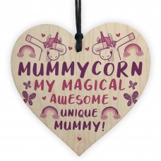 Novelty Mummy Gift For Birthday Christmas Wood Heart Unicorn