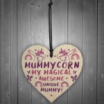 Novelty Mummy Gift For Birthday Christmas Wood Heart Unicorn
