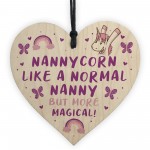 Novelty Nanny Gift For Birthday Christmas Wood Heart Unicorn