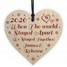 Personalised Lockdown Gift Wood Heart Couple Gift Christmas Tree