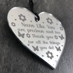 Thank You Gift For Nan Engraved Heart Birthday Christmas Gift