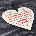 Dear Friend Gift Wood Heart Birthday Christmas Gift