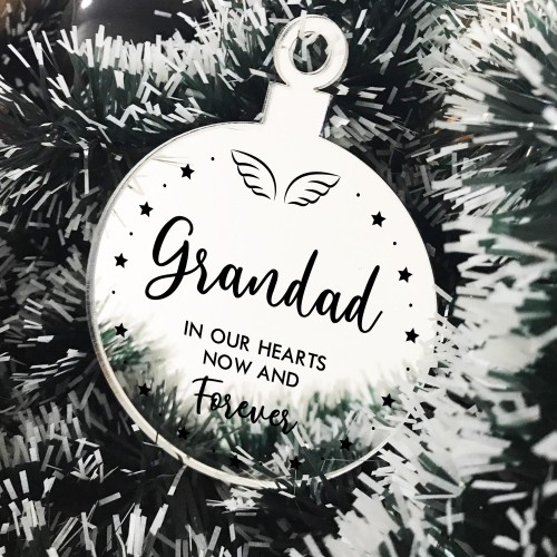 Grandad Memorial Gift Mirror Acrylic Christmas Tree Decoration